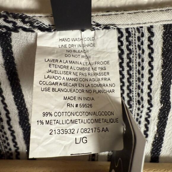 Soluna Swim Black White Striped Tassel Trim Kimono Beach Coverup Size Large - Picture 8 of 9